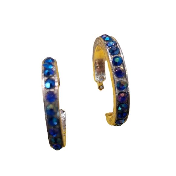 Artisan Collection Earrings Silvertone with Iridescent Blue Austrian Crystals - Picture 3 of 8